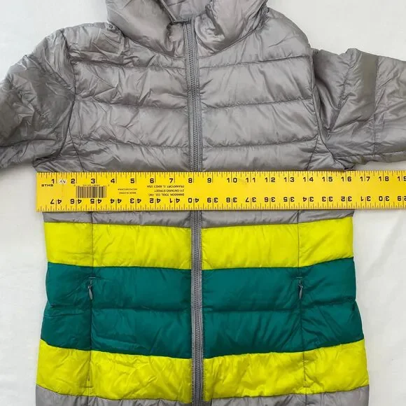 Uniqlo Down Filled Puffer Jacket Womens XS Gray Packable Coat Hooded Lightweight - Picture 9 of 11